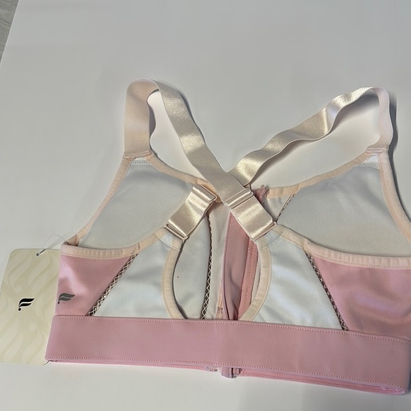 Fabletics White and Pink Crop Top with Front Zipper - Picture 3 of 7
